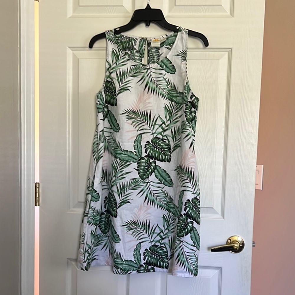 Tropical Green Leaf Print Dress